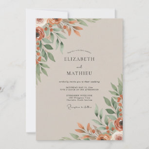 Terracotta Foliage Soft Eucalyptus Wedding Invitation
