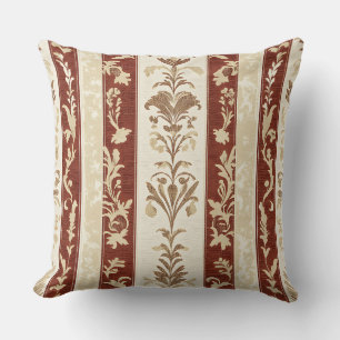 Terracotta French Country Toile Floral Stripe Cushion