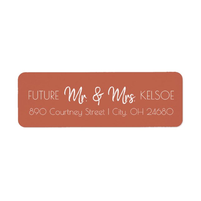 Terracotta Future Mr. & Mrs. Return Address Label (Front)
