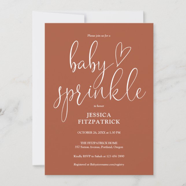 Terracotta Gender Neutral Baby Sprinkle Shower Invitation (Front)