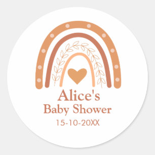 Terracotta Gender Neutral boho rainbow custom  Classic Round Sticker