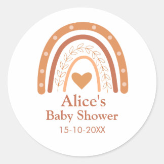 Terracotta Gender Neutral boho rainbow custom Classic Round Sticker