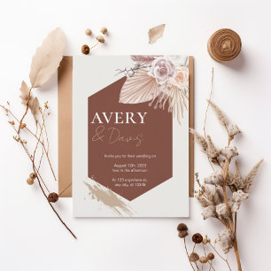 Terracotta Geometric Boho Wedding Invitation