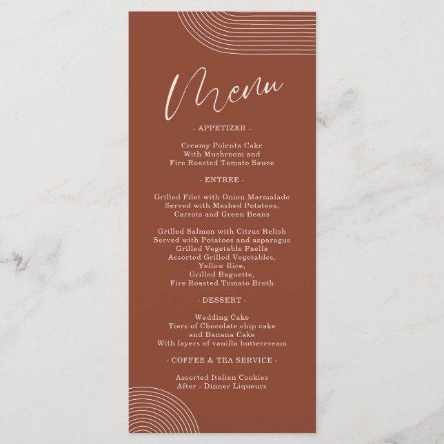 Terracotta Geometric Line Art Simple Menu (Front)