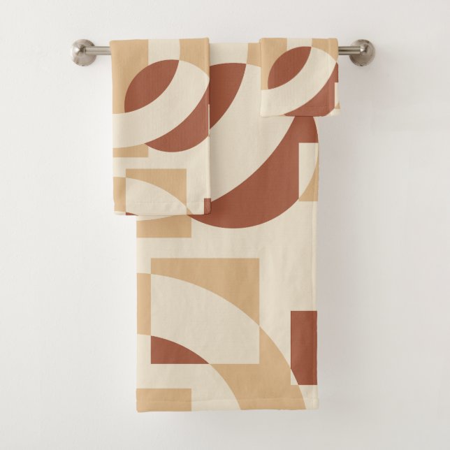 Terracotta geometry Seamless pattern Bath Towel Set (Insitu)