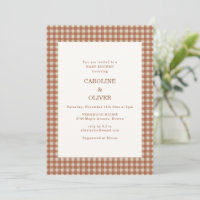 Terracotta Gingham Check Plaid Couple Baby Shower