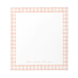 Terracotta Gingham Custom Name Notepad