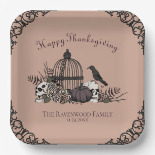 Terracotta Give Thanks Victorian Paper Plate