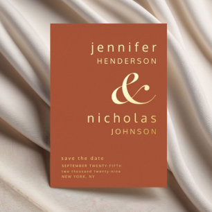 Terracotta Gold Ampersand Wedding Save The Date