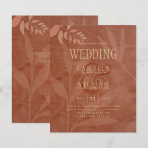 Terracotta Gold Fall Wedding Leaves Modern