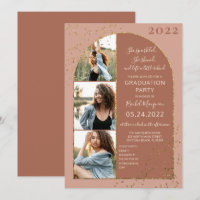 Terracotta Gold Glitter Confetti Photo Graduation