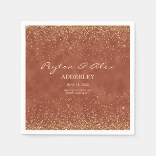 Terracotta Gold Glitter Wedding Reception   Napkin