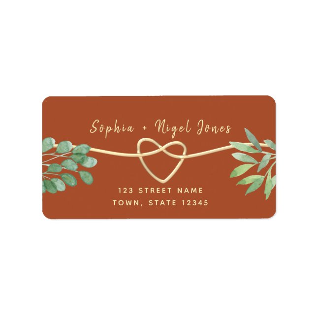 Terracotta Gold Greenery Return Address Label (Front)