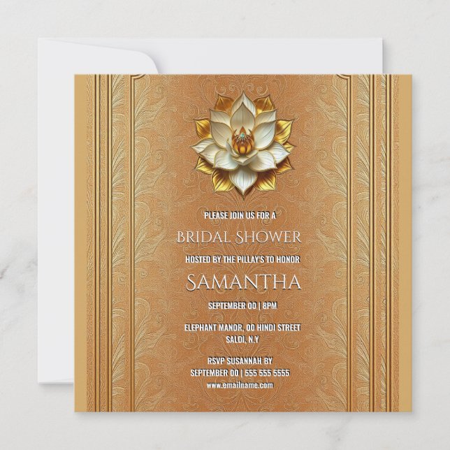 Terracotta Gold Indian Bridal Shower Invite (Front)