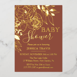 Terracotta & Gold Modern Floral Baby Shower