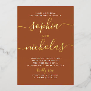 Terracotta Gold Modern Script Engagement Party
