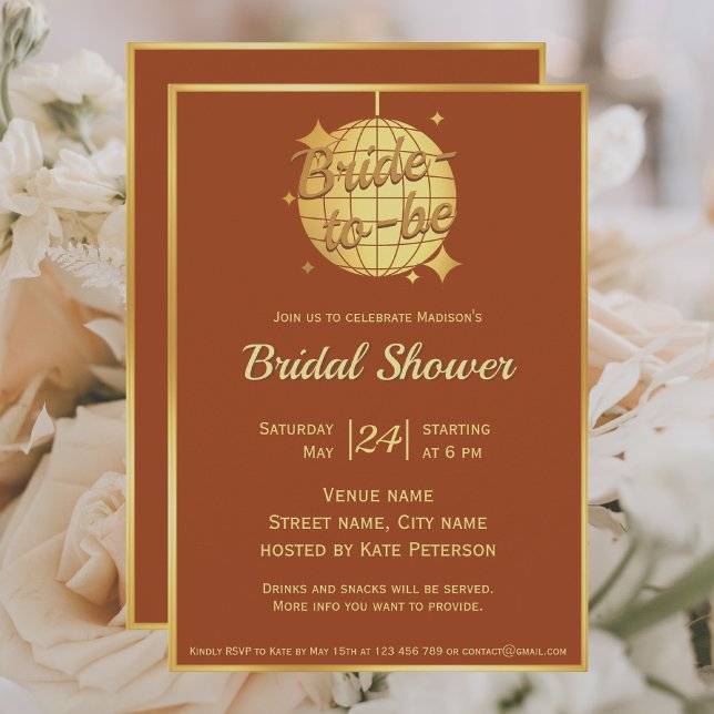 Terracotta gold moroccan rusty brown bridal shower invitation (Creator Uploaded)