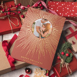 Terracotta & Gold sunburst frame art deco photo<br><div class="desc">A minimalist and slightly retro art deco terracotta and gold holiday cards collection,  with striking sunburst frames. Easily customisable with your family picture,  and greeting message.</div>