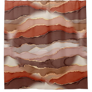 Terracotta Gold Vein Marble - Warm Luxury (1) Shower Curtain