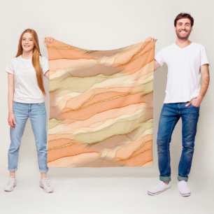 Terracotta Gold Vein Marble - Warm Luxury (3)      Fleece Blanket