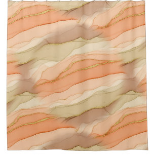 Terracotta Gold Vein Marble - Warm Luxury (3) Shower Curtain