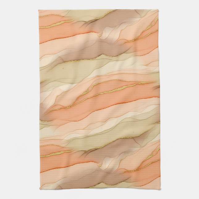 Terracotta Gold Vein Marble - Warm Luxury (3)      Tea Towel (Vertical)