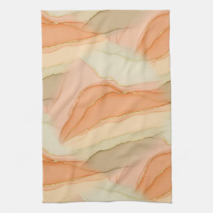 Terracotta Gold Vein Marble - Warm Luxury (4) Tea Towel
