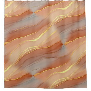 Terracotta Gold Vein Marble - Warm Luxury (5) Shower Curtain