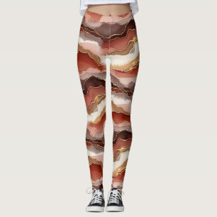 Terracotta Gold Vein Marble - Warm Luxury (7) Leggings