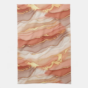 Terracotta Gold Vein Marble - Warm Luxury (8) Tea Towel