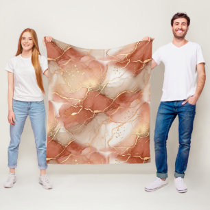 Terracotta Gold Vein Marble - Warm Luxury (9)      Fleece Blanket