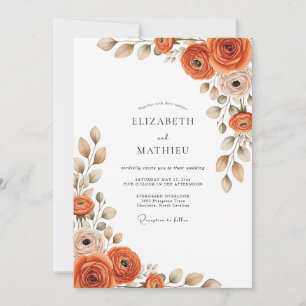 Terracotta Graceful Autumn Wedding Invitation