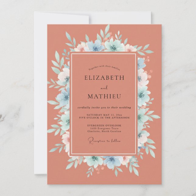 Terracotta Graceful Fall Wedding Invitation (Front)