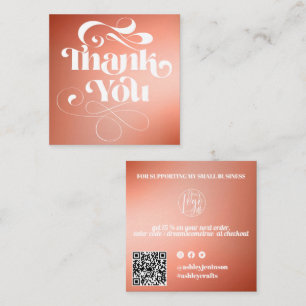 Terracotta gradient retro script order thank you square business card