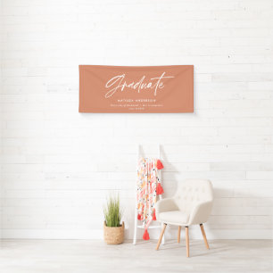 Terracotta graduation modern script minimal party banner