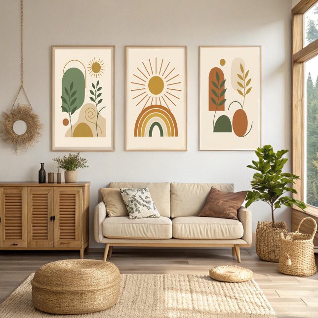 Terracotta & Green Abstract Botanical Minimalist  Poster (Creator Uploaded)