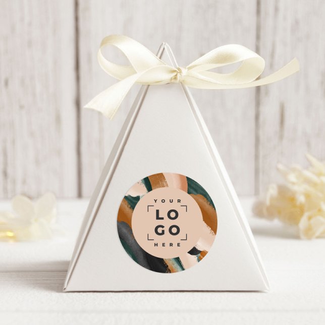 Terracotta, green abstract painted minimal modern classic round sticker (Creator Uploaded)