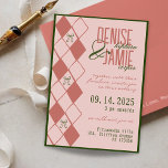 Terracotta & Green Argyle Bow Preppy Fall Wedding Invitation<br><div class="desc">Capture cosy elegance with this fall wedding invitation, featuring a preppy terracotta pink argyle border, Emerald green script accents, and delicate hand-drawn bows. Perfect for autumn weddings and modern romantic themes, the back showcases a personalised monogram over a soft checked pattern—ideal for timeless, rustic, or vintage-inspired celebrations. Thoughtfully designed for...</div>
