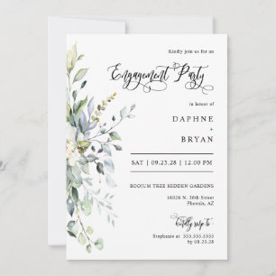 Terracotta Green Leaves Engagement Party QR Code  Invitation