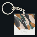 Terracotta green modern minimal photo abstract key ring<br><div class="desc">Terracotta,  green,  black,  beige natural modern minimal photo abstract paint effect name tag logo keychain design.</div>
