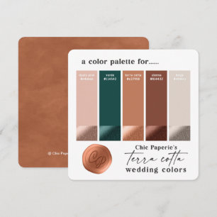 Terracotta Green Rustic Wedding Colour Palette Car Invitation