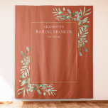 Terracotta Greenery Bridal Shower Photo Backdrop Tapestry<br><div class="desc">Featuring delicate watercolor greenery leaves on a terracotta background,  this chic bridal shower photo booth backdrop can be personalised with the bride's name and special date. Designed by Thisisnotme©</div>