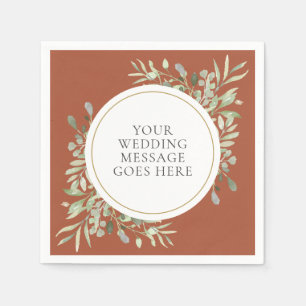 Terracotta Greenery Foliage Wedding Napkins