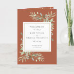 Terracotta Greenery Foliage Wedding Programme<br><div class="desc">Featuring delicate watercolor greenery leaves on a terracotta background,  this chic botanical folded wedding program can be personalised with your special wedding day information. Designed by Thisisnotme©</div>