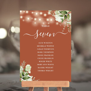 Terracotta Greenery Seating Plan Table Number