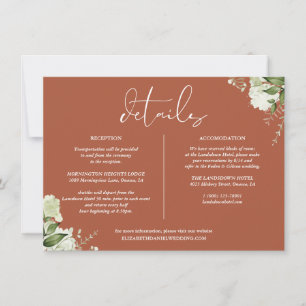 Terracotta Greenery Wedding Details Information Invitation