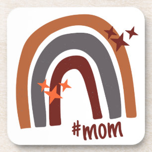 Terracotta Grey Bohemian Rainbow Personalised #mum Coaster