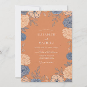 Terracotta Hand-drawn Botanical Wedding Invitation