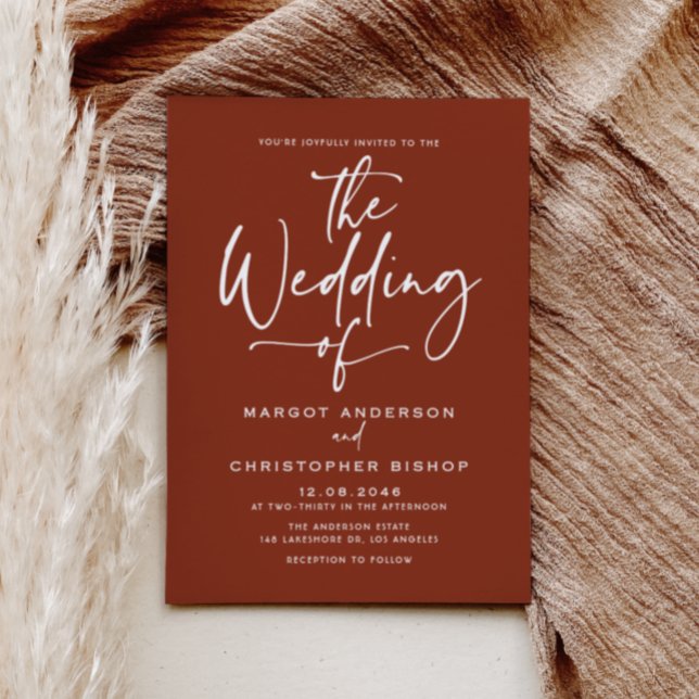 Terracotta Hand Lettered Calligraphy Wedding Invitation (Creator Uploaded)