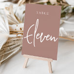 Terracotta Hand Scripted Table ELEVEN Table Number<br><div class="desc">Simple and chic table number cards in earth tone Terracotta and white make an elegant statement at your wedding or event. Design features "table [number]" in an eyecatching mix of classic serif and handwritten script lettering. Design repeats on both sides. Individually numbered cards sold separately; order each table number individually...</div>